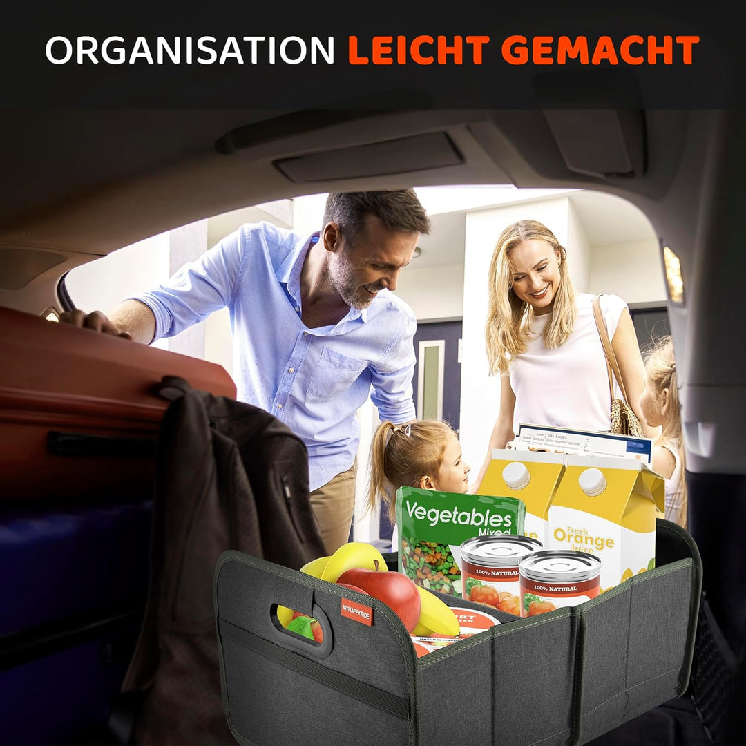 Auto Kofferraumtasche Grün - Kofferraum Organizer zusammenklappbar - faltbare Aufbewahrungsbox - ant