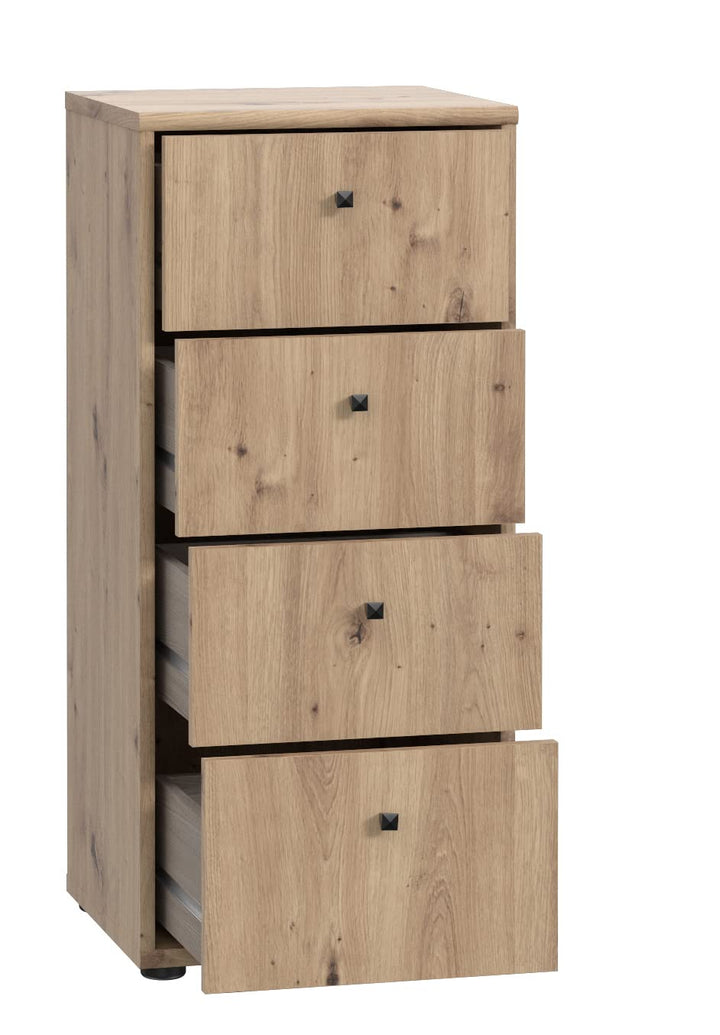 FORTE TEMPRA 2 Kommode mit 4 Schubladen, Holzwerkstoff, Artisan Eiche Dekor, (B x H x T) 38,6 x 85,5