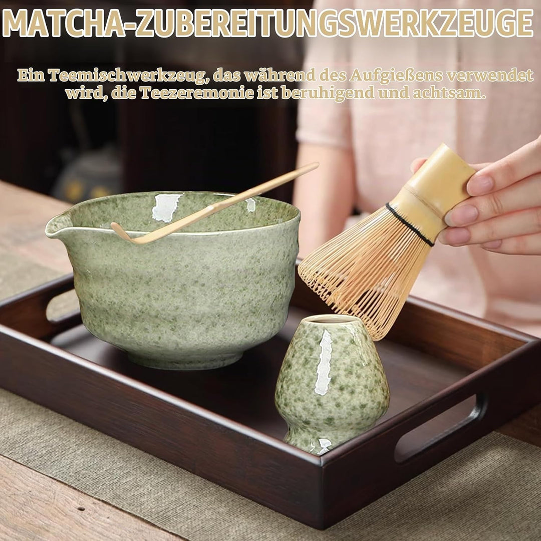4 Stück Matcha Set, Matcha Besen Set, Matcha Tee Set, Matcha Besen Set, Matcha Schale mit Ausgiesser
