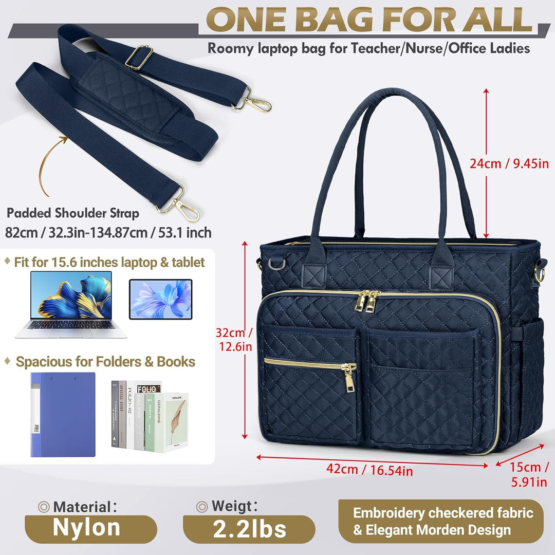 RAINSMORE Lehrertasche 15.6 Zoll Laptoptasche Damen Aktentasche mit Isolierter Tasche Arbeitstasche