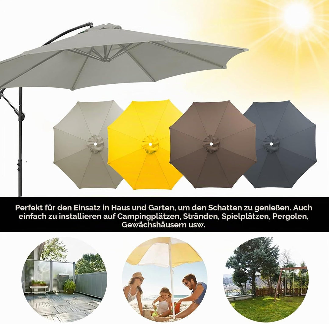 MENAYODA Sonnenschirm Ersatzbezug, Terrassenschirm Ersatzdach, 3 m Wasserdicht, Langlebig Sonnenschi