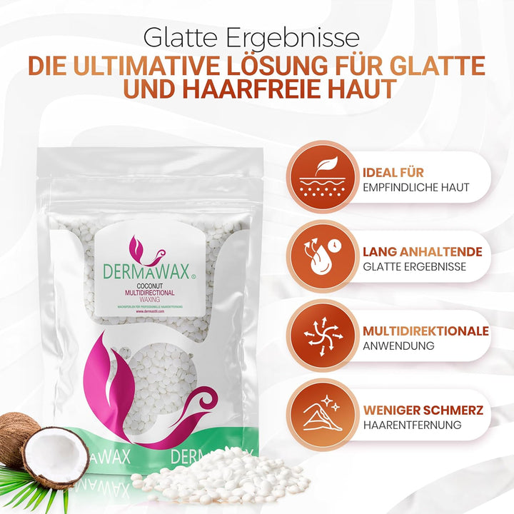 Dermawax Kokosnuss Multidirektional Enthaarungswachs zur Haarentfernung Gesicht Augenbrauen Intim Bi