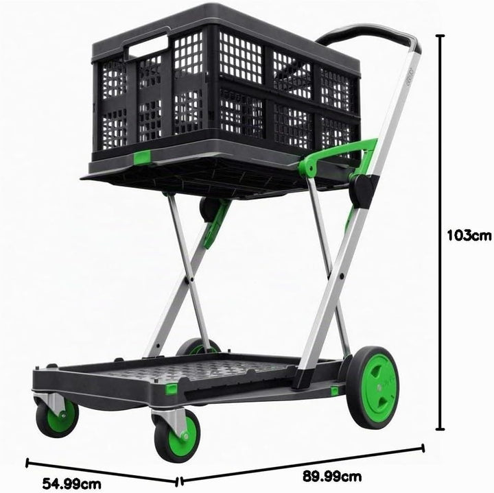CLAX® Der Innovative Fahrwagen | Faltwagen | Claxmobil | Trolley | mit Klappbox | grün