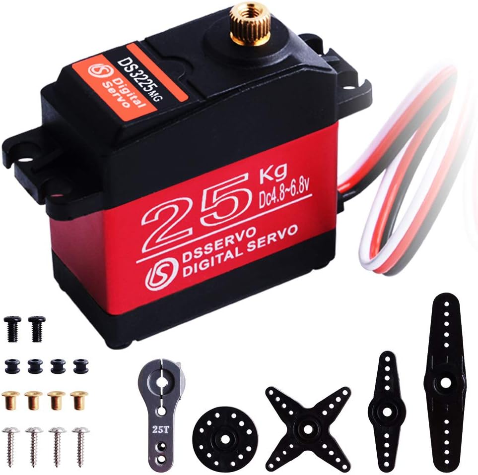 owootecc 25 kg Servomotor, hohes Drehmoment, digitales Servo DS3225, wasserdichtes Metallservo für R