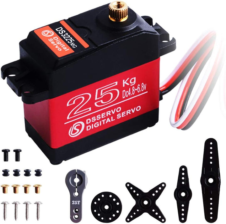 owootecc 25 kg Servomotor, hohes Drehmoment, digitales Servo DS3225, wasserdichtes Metallservo für R