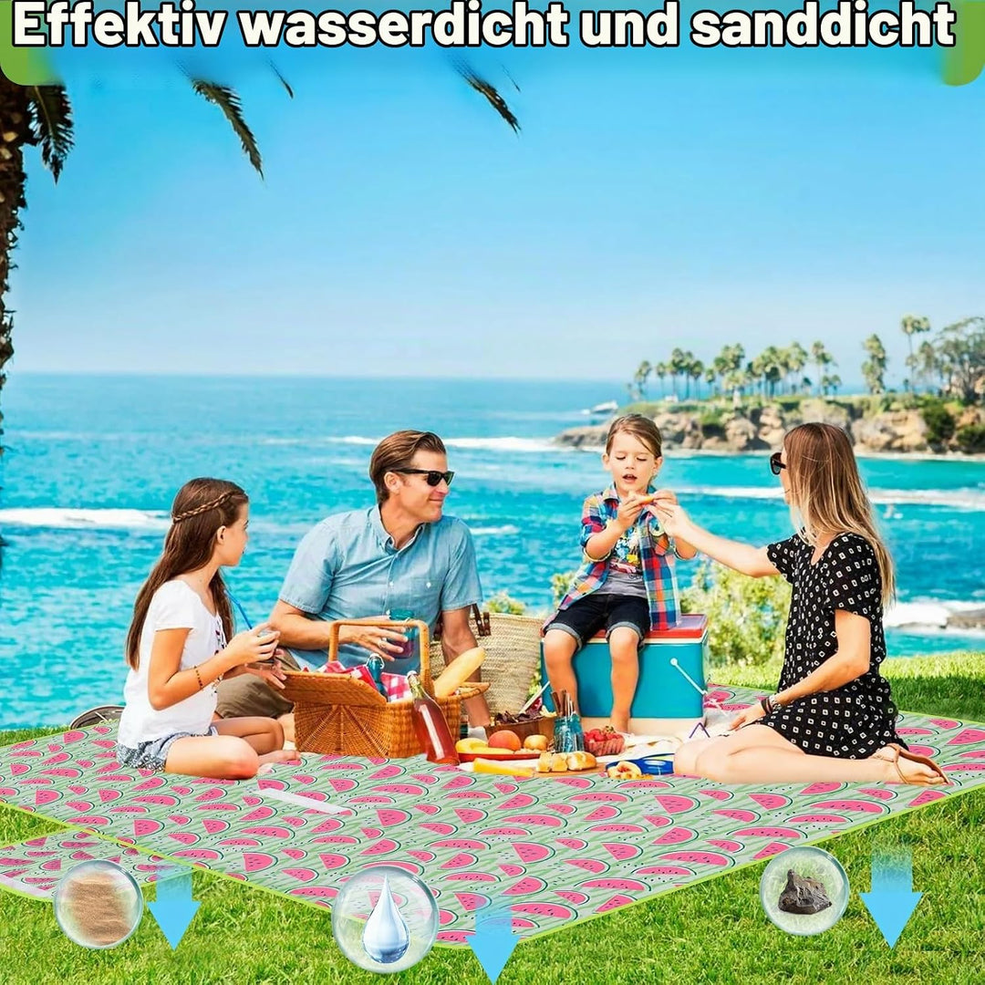 Ninonly Picknickdecke Wasserdicht Picknickdecke 200x200cm Tragbare Waschbar Extra Grosse Stranddecke