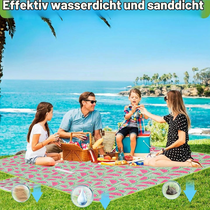 Ninonly Picknickdecke Wasserdicht Picknickdecke 200x200cm Tragbare Waschbar Extra Grosse Stranddecke