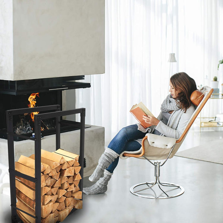 Jopassy Kaminholzregal innen metall 60x25x150CM Brennholzregal für innen aussen, Kaminholzständer, K