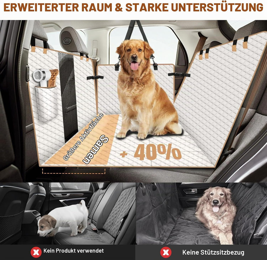 Hundedecke Auto Rückbank Fester Boden - 4 Stabile Platten Hundedecke Rücksitzbank mit Harter Unterse