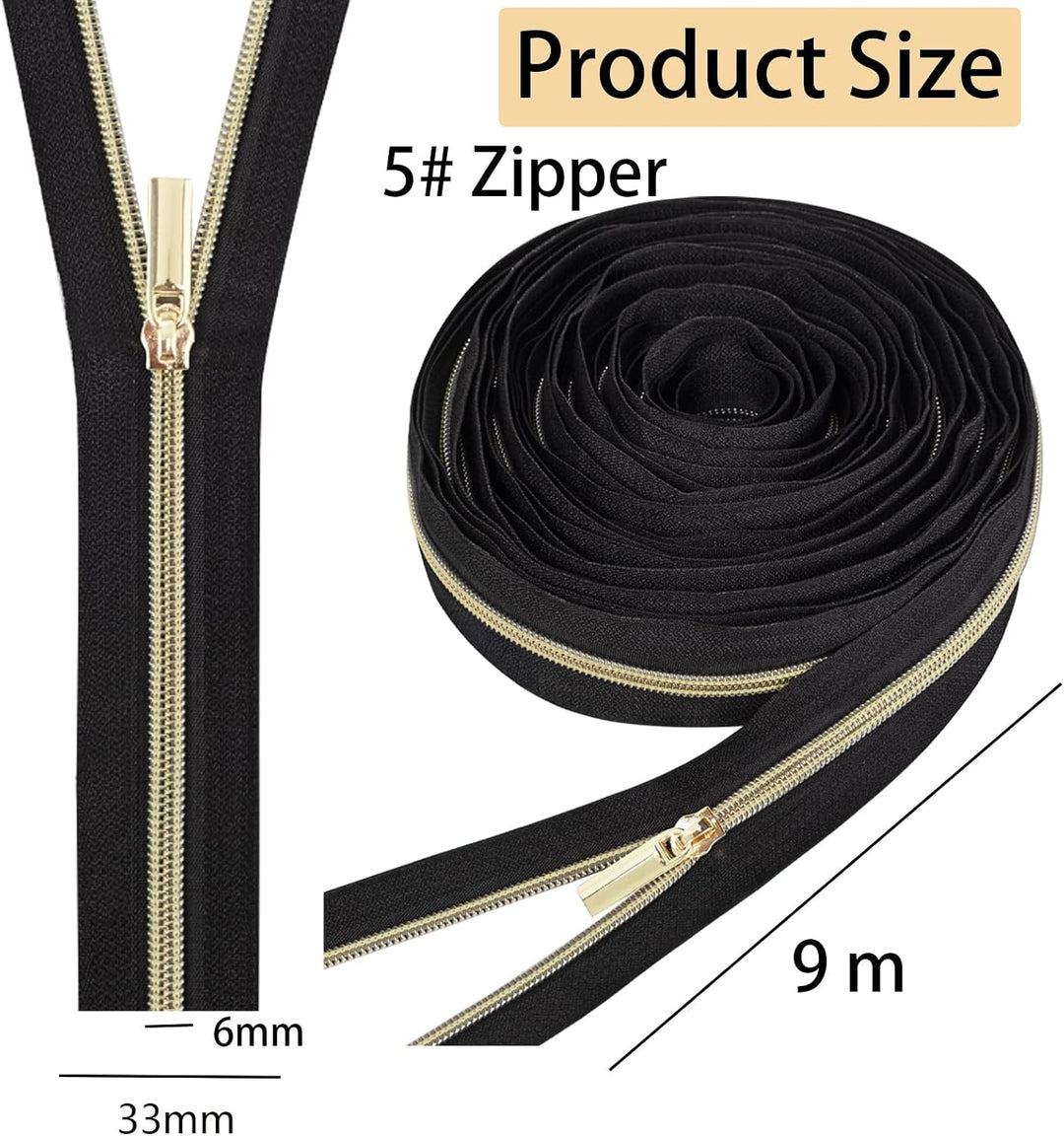 GUBOCA 9 M Reissverschluss,Näh Endlosreissverschluss mit Zipper,mit 30 Stück Reissverschlüsse Zubehö