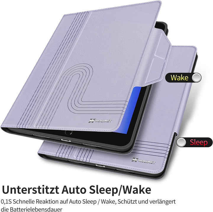 HOLIMET iPad 9. Generation Hülle (2021) mit Stifthalter, iPad 8/7. Gen (2020/2019) PU-Leder Case TPU