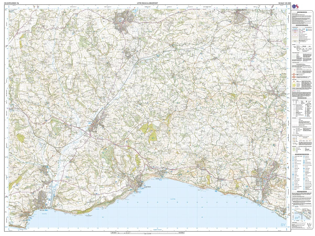 Lyme Regis and Bridport (OS Explorer Active Map, Band 116), Karte