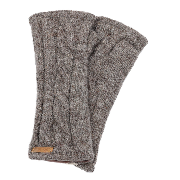 McRon Damen Gestrickte Pulswärmer Modell Emily Naturbraun, Naturbraun