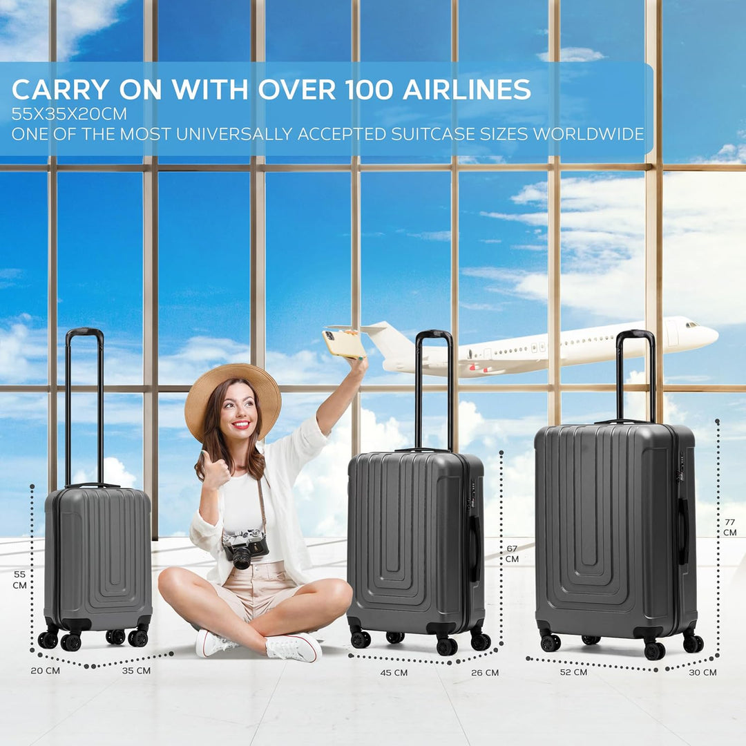Flight Knight Premium Lightweight Suitcase - TSA-Schloss Mit USB-Anschluss - 8 Spinner-Rader - ABS-H