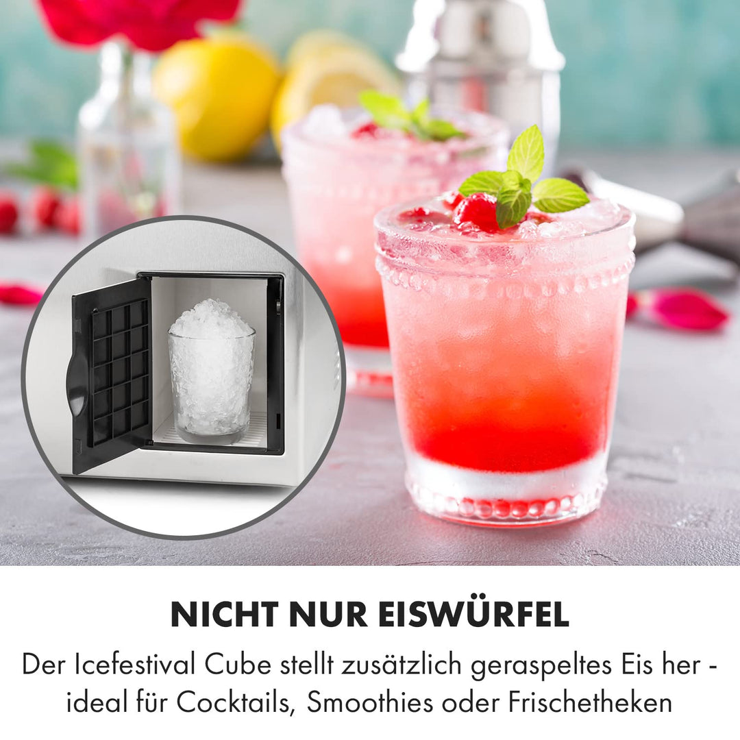 Klarstein Eiswürfelmaschine Klein, 3L Eiswürfelbereiter, Eiswürfelmaschine für 20kg Crushed Eis & Ei
