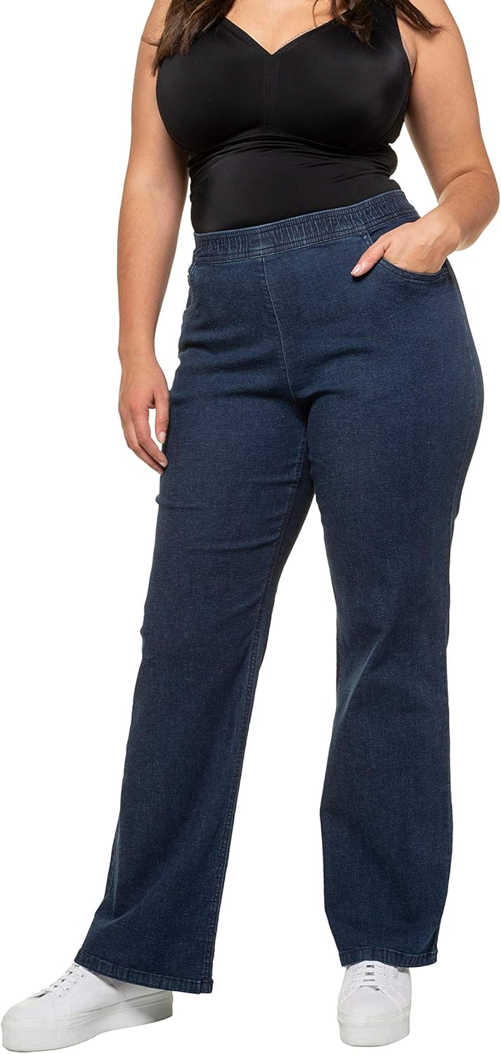 Ulla Popken Damen Marlene, Weit Jeans 50 Dark Blue Denim, 50 Dark Blue Denim
