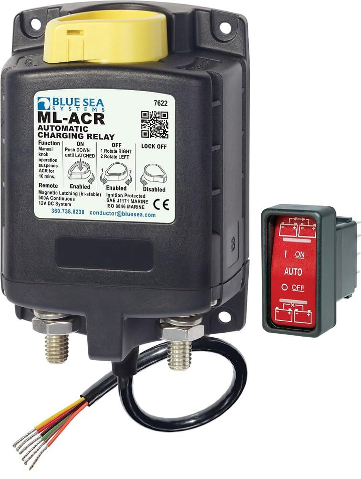 Blue Sea Systems Automatische Laderelais (ACRs). 12V mit manuell gesteuertem ML-ACR, 12V mit manuell