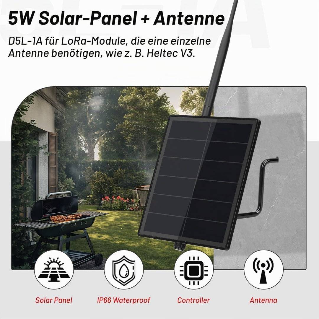 D5-1A 5W Solar Panel Kit mit Batterie Controller für Heltec V3 ESP32 LoRa Modul für DIY Meshtastic M