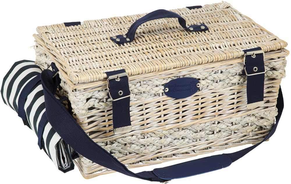 Les Jardins de la Comtesse - Picknickkorb Marine aus Weide - Komplett Für 6 Personen - Kühlfach - Ke