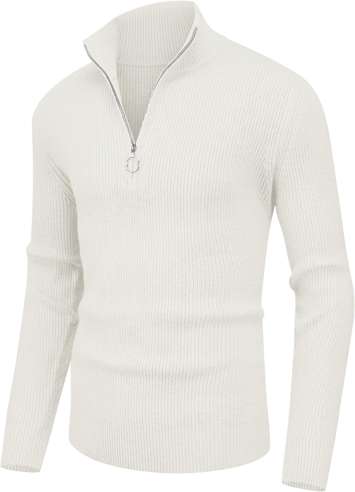 Hisir Pullover Herren Strickpullover 1/4 Zip Pulli Männer, Bequem Weich Warmer Winter Pullover für M