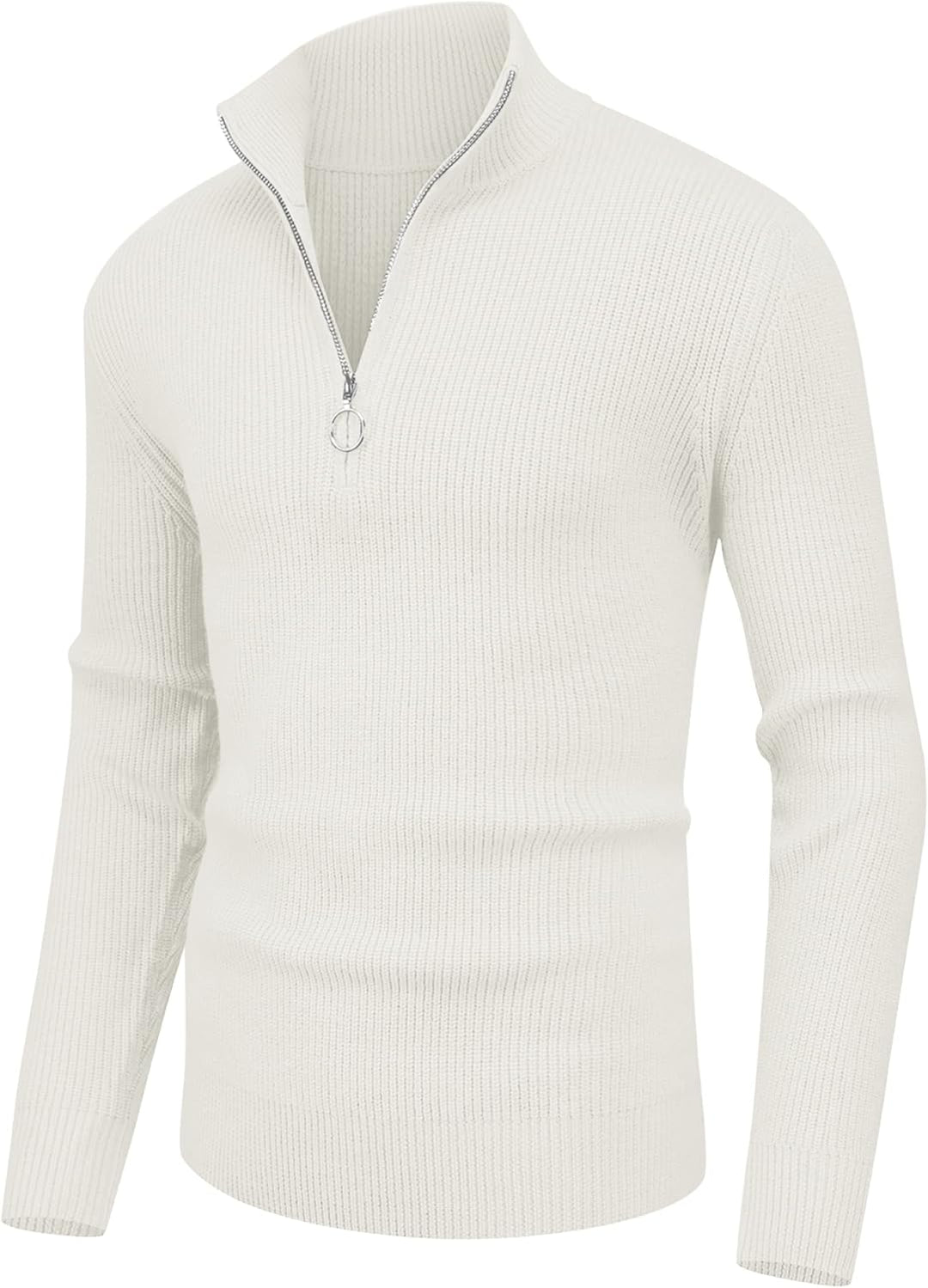 Hisir Pullover Herren Strickpullover 1/4 Zip Pulli Männer, Bequem Weich Warmer Winter Pullover für M