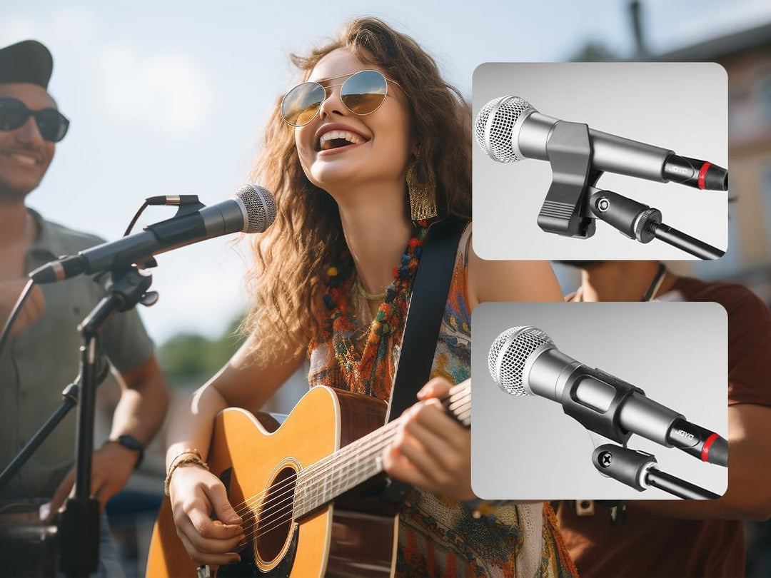 GUITTO Mikrofonständer mit Doppel-Halter für Smartphone/Tablet Verstellbarer Boomarm, schwerer Boden