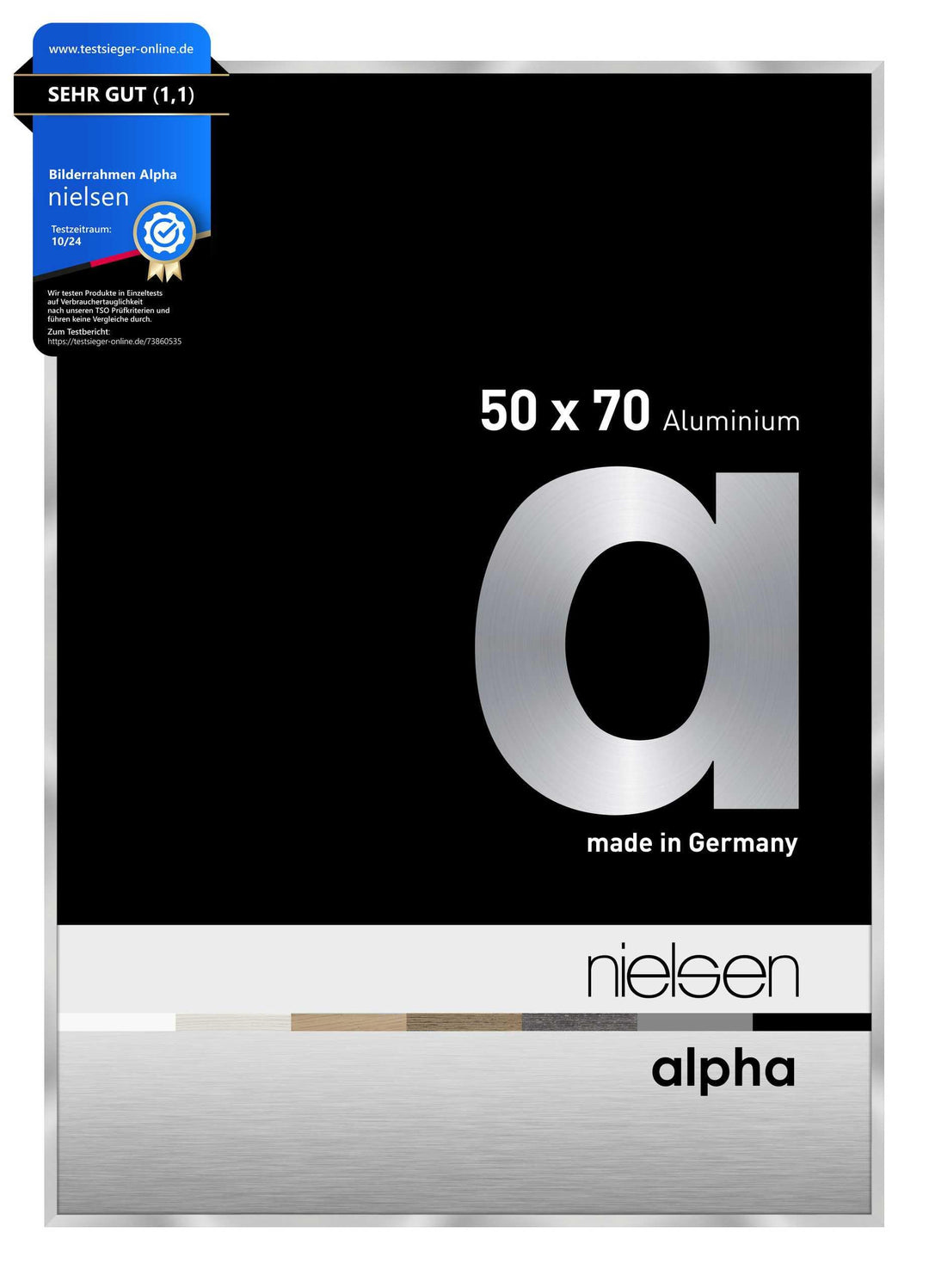 nielsen Aluminium Bilderrahmen Alpha, 50x70 cm, Silber Silber 50 x 70 cm, Silber 50 x 70 cm