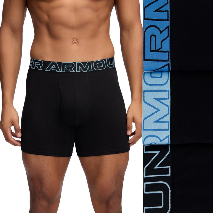 Under Armour Herren Performance Cotton 6-inch Boxerjock 3-Pack Retroshorts (3er Pack) L Schwarz/Stre
