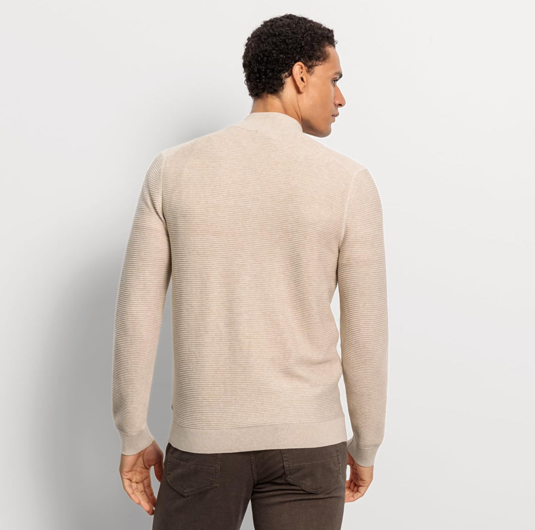 OLYMP Herren Strickjacke Casual.Strick,Struktur,Regular fit M Hellbeige 20, M Hellbeige 20