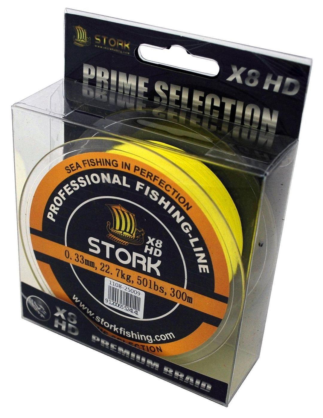 Stork HDx8, 8-Fach geflochtene Premium Angelschnur 300m Gelb 50 lbs / 22.7 kg / 0.33 mm, Gelb 50 lbs
