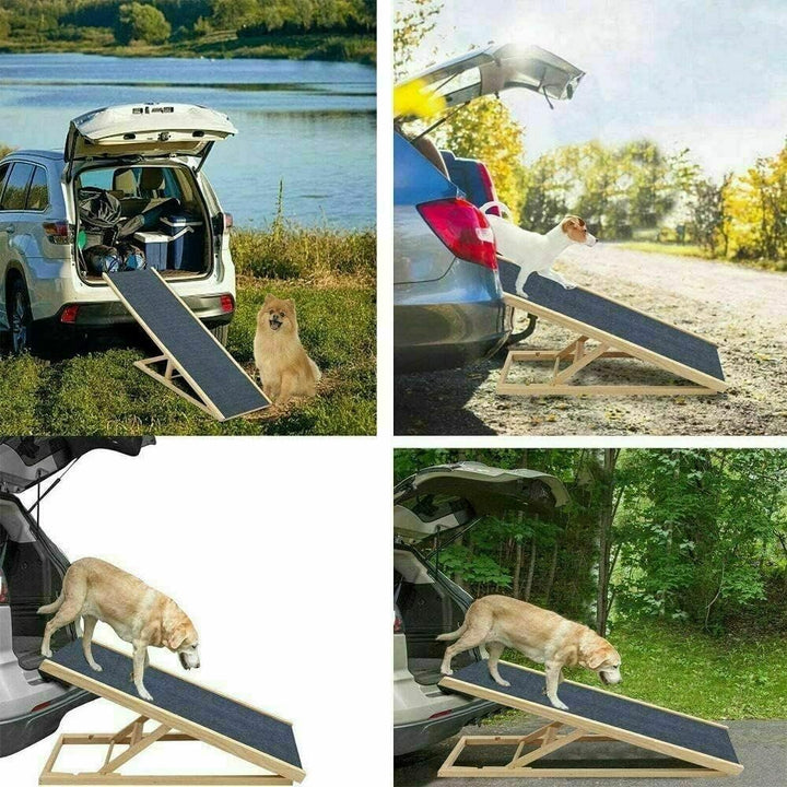 Rampe für Hunde, Hunderampe für Sofa, Bett und Auto, Rutschfester Teppichoberfläche, 2-Stufig Höhen