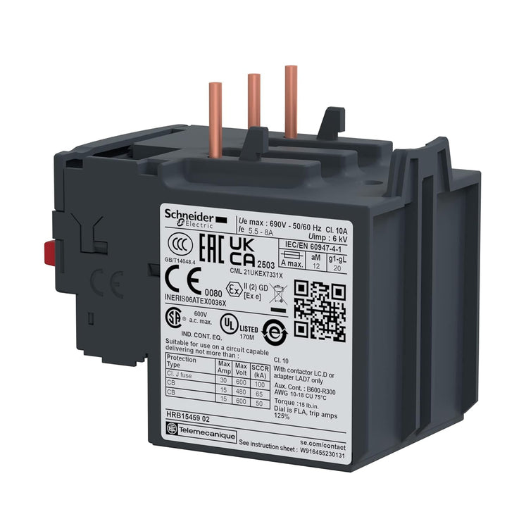 Schneider Electric Motorschutzrelais, 5,5-8A, 1S+1Ö, Klasse 10A, Überlastrelais, 5,5-8A