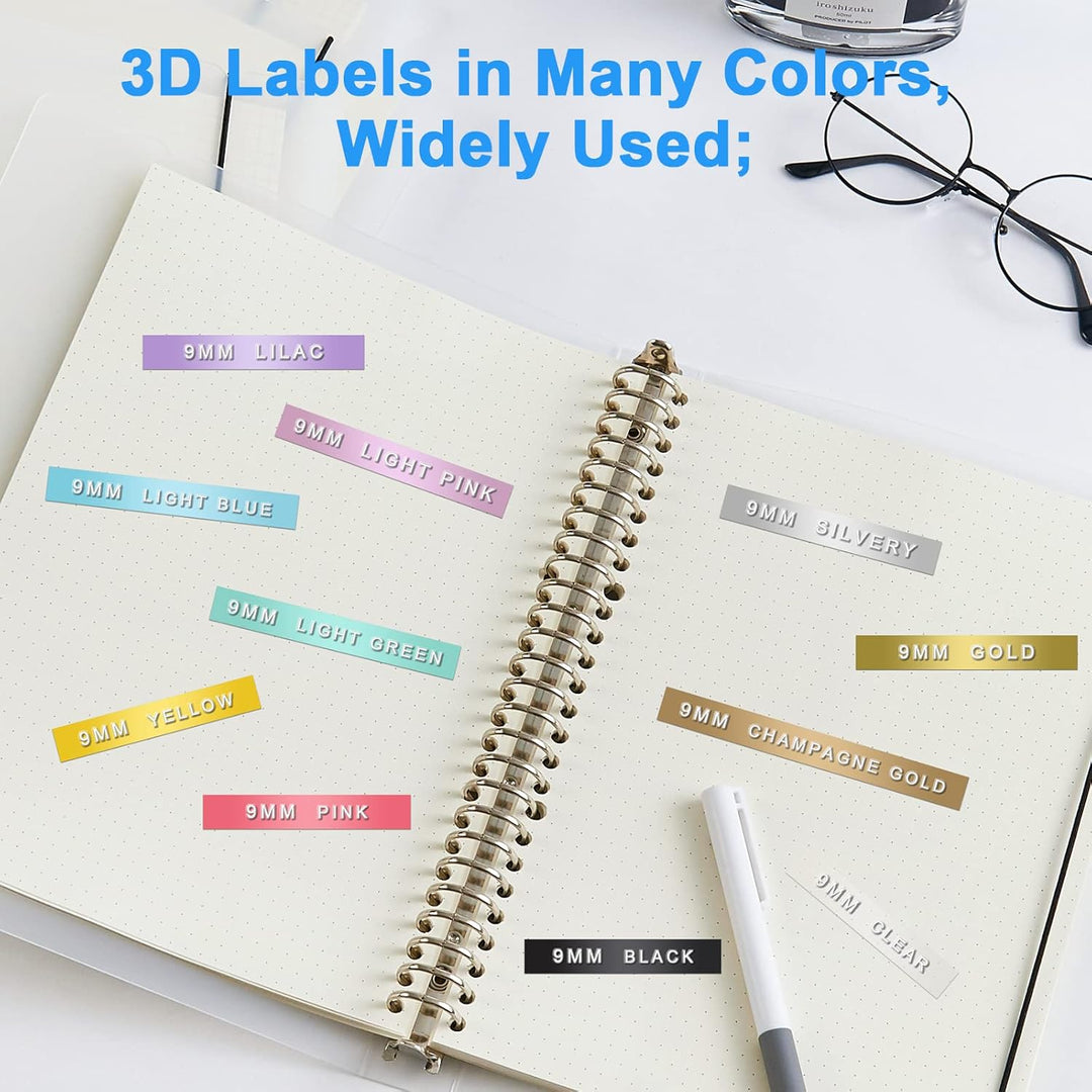 UniPlus Kompatible Omega Etikettenband Ersatz für Dymo Prägebänder S0717930 S0717900 9 mm x 3 m Selb