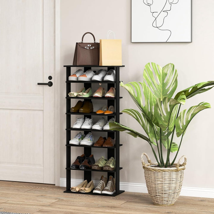 GIANTEX Schuhregal schmal und hoch, Schuhschrank Regal Holz 8 Ebenen, Schuhständer Schuhablage verti