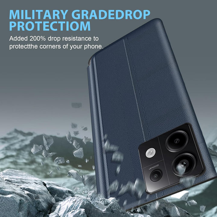 Handyhülle für Xiaomi Redmi Note 13 Pro Hülle Clear View Klappbar Leder Flip Hülle Redmi Note 13 Pro