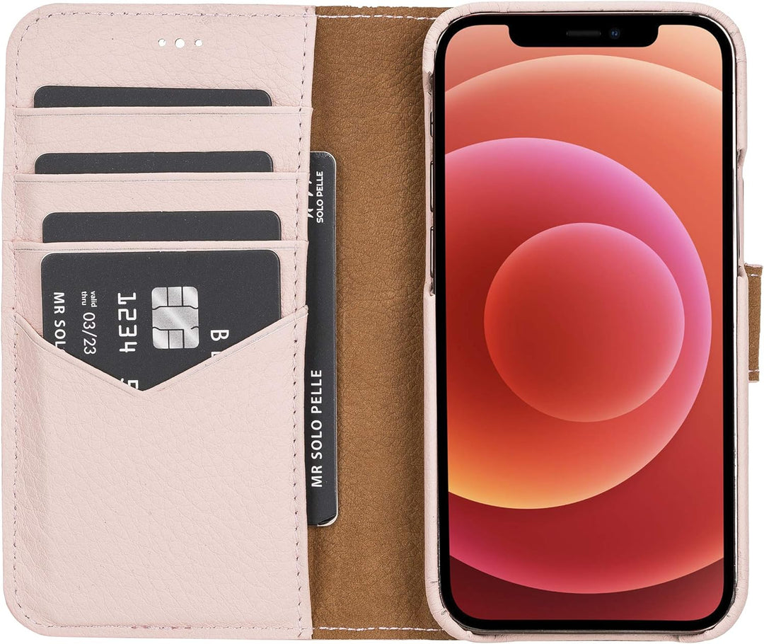 Solo Pelle Lederhülle kompatibel für iPhone 12 Mini in 5.4 Zoll abnehmbare Hülle (2in1) inkl. Karten