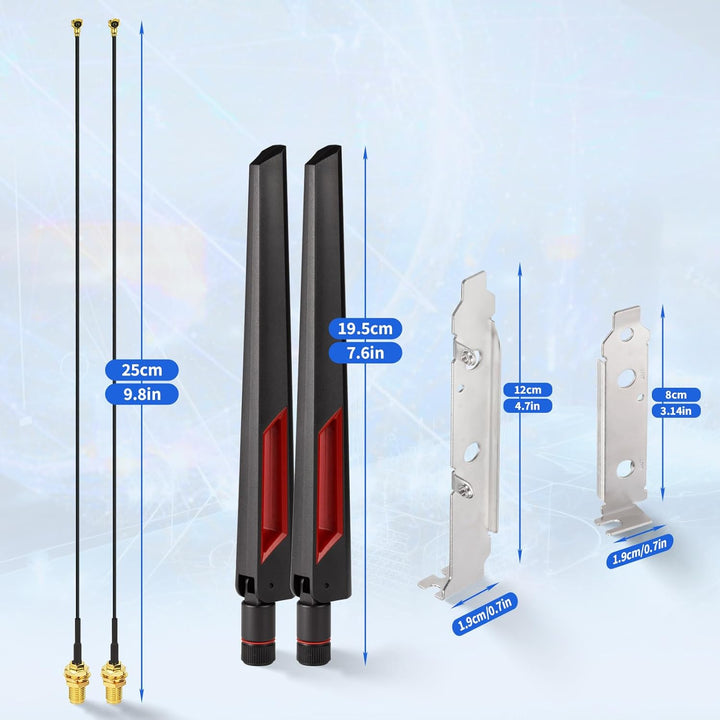 Superbat 8dBi WLAN Antenne RP-SMA Dualband 2.4Ghz 5.8Ghz + 25cm U.FL auf RP SMA Buchse Verlängerungs