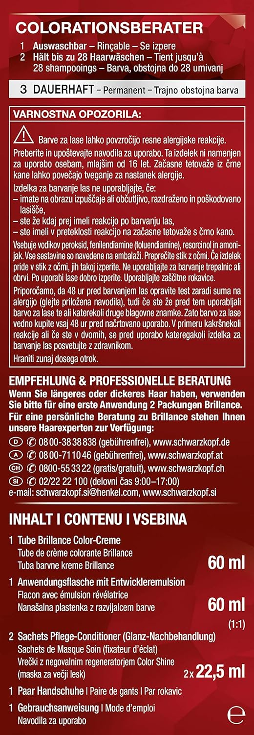 SCHWARZKOPF BRILLANCE Intensiv-Color-Creme 891 Blau-Schwarz Stufe 3, mit extra Diamant-Glanz-Nachbeh