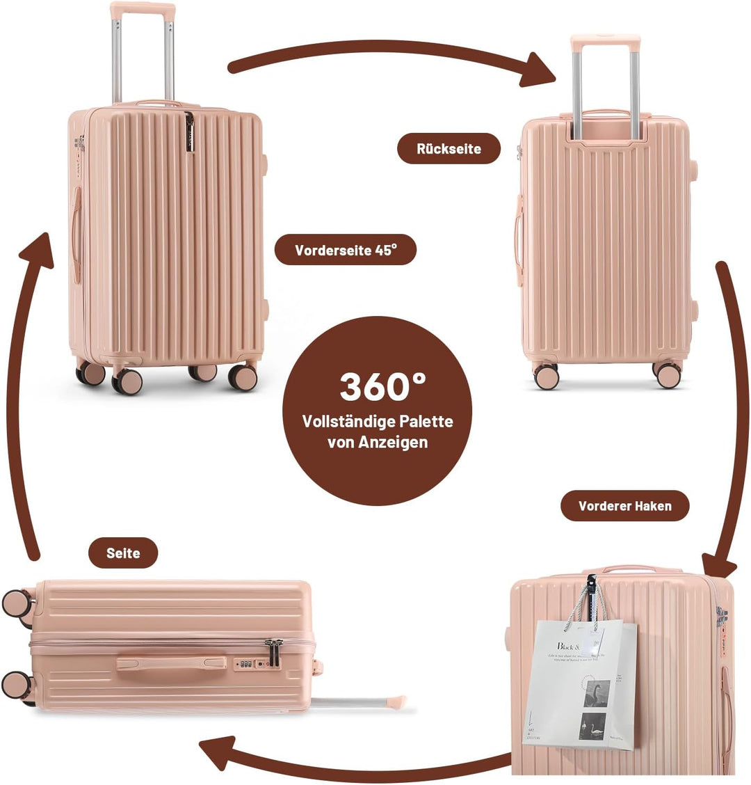 Kofferset 3 Teilig Hartschale Koffer Set Robustes und Langlebiges PC-Material Koffer mit TSA-Schloss