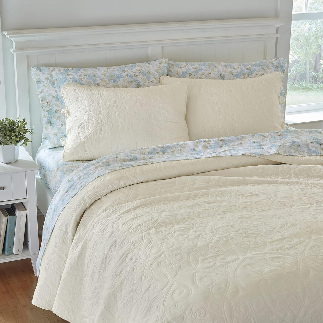 Laura Ashley Felicity Collection Steppdecken-Set, ultraweich, für alle Jahreszeiten, wendbar, stilvo