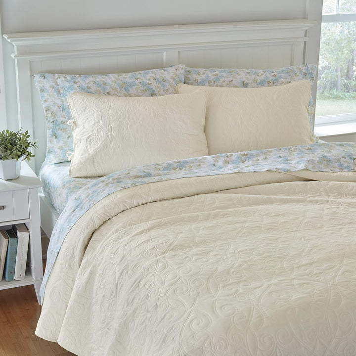 Laura Ashley Felicity Collection Steppdecken-Set, ultraweich, für alle Jahreszeiten, wendbar, stilvo