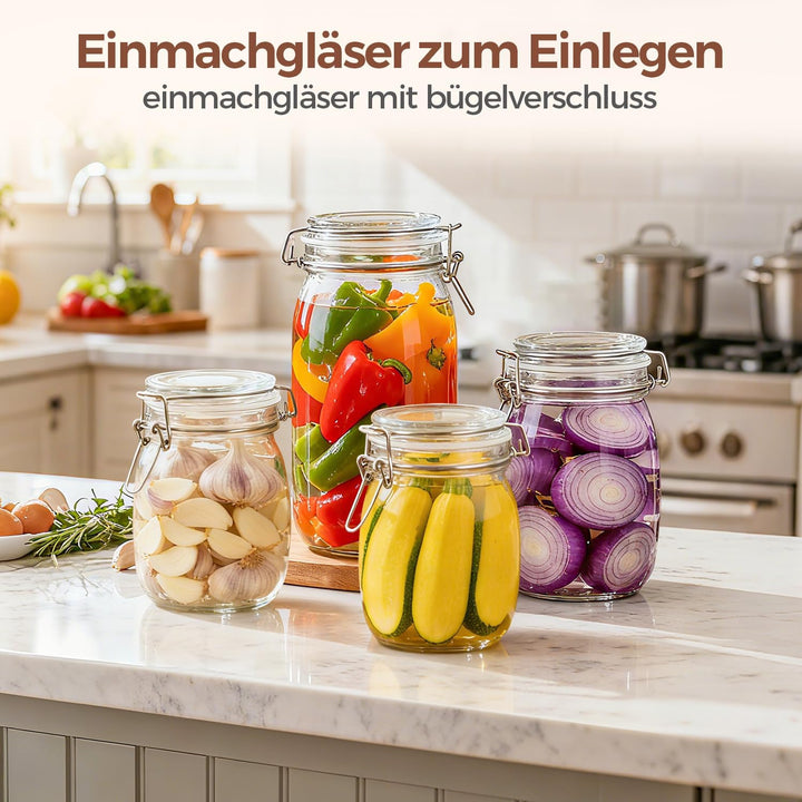 ComSaf Einmachgläser mit Bügelverschluss 2,3 L 3er Set, grosse Vorratsgläser 2300 mL x 3, 2300 mL x