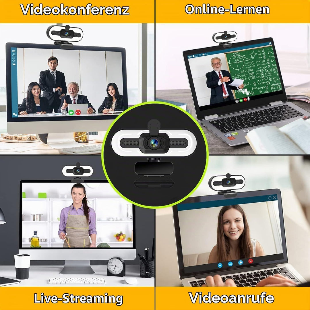 GKEAPZA Webcam mit Ringlichtmikrofon - Streaming Web Kamera, 1080P Full HD Pro Kamera für PC Mac Lap