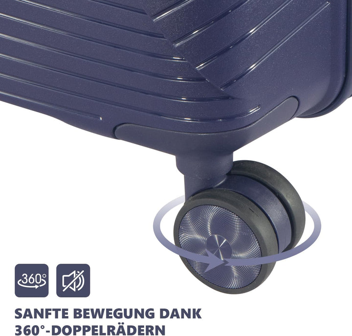Hartschalen Kofferset 3-teilig aus Polypropylen, 55 cm 66 cm 74 cm (43L 65L 110L), mit TSA Zahlensch