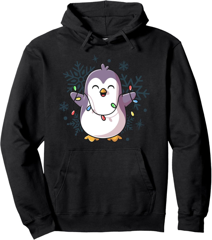 Penguin Christmas Lights Shirt Cute Womens Holiday Shirts Pullover Hoodie