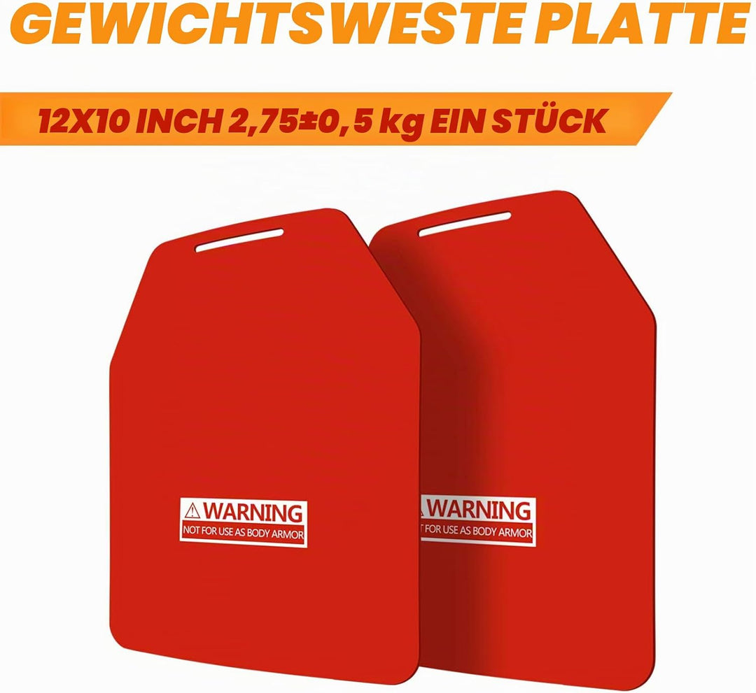 Gewichtsweste, Zubehör, Training, Stahlplatte, einteilig, gemeinsame Grösse, 30,5 x 25,4 cm, Kraftüb