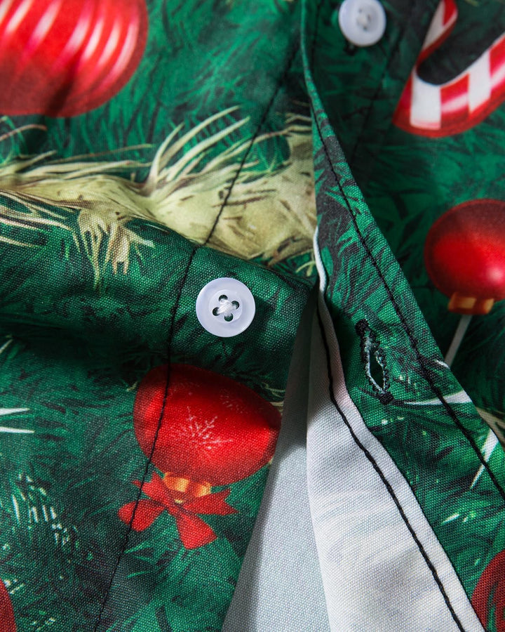 Herren Funky Christmas Print Weihnachtshemd Langarm Button Up Freizeithemd Rentier Santa Schnee Xmas