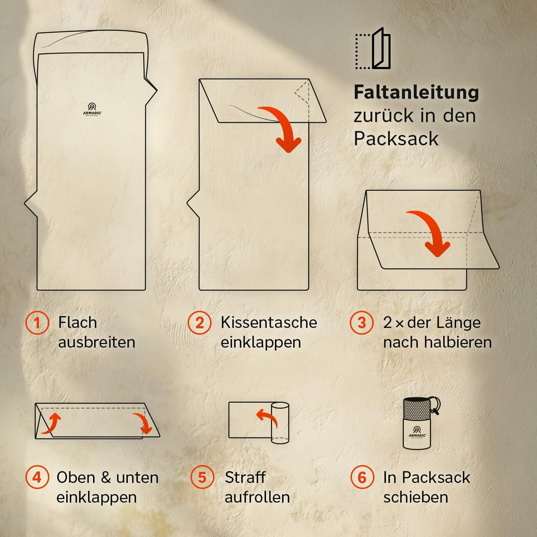 Armadic Hüttenschlafsack aus Mikrofaser (nur 230g) - Ultra leicht, klein und dünn. Reiseschlafsack,