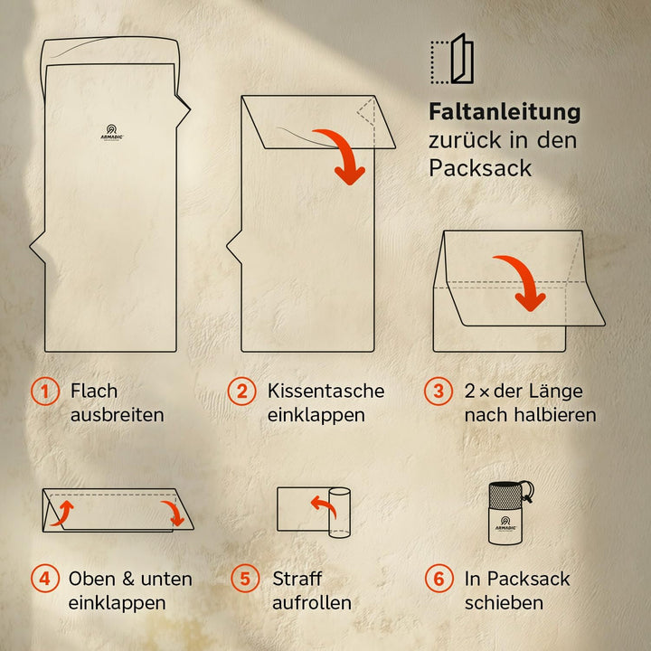 Armadic Hüttenschlafsack aus Mikrofaser (nur 230g) - Ultra leicht, klein und dünn. Reiseschlafsack,