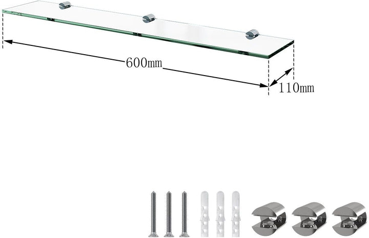 Glasregal Glasablage Bad Wand Wandablage Wandregal Badablage Glas Badezimmer 60 cm Badezimmer Regal